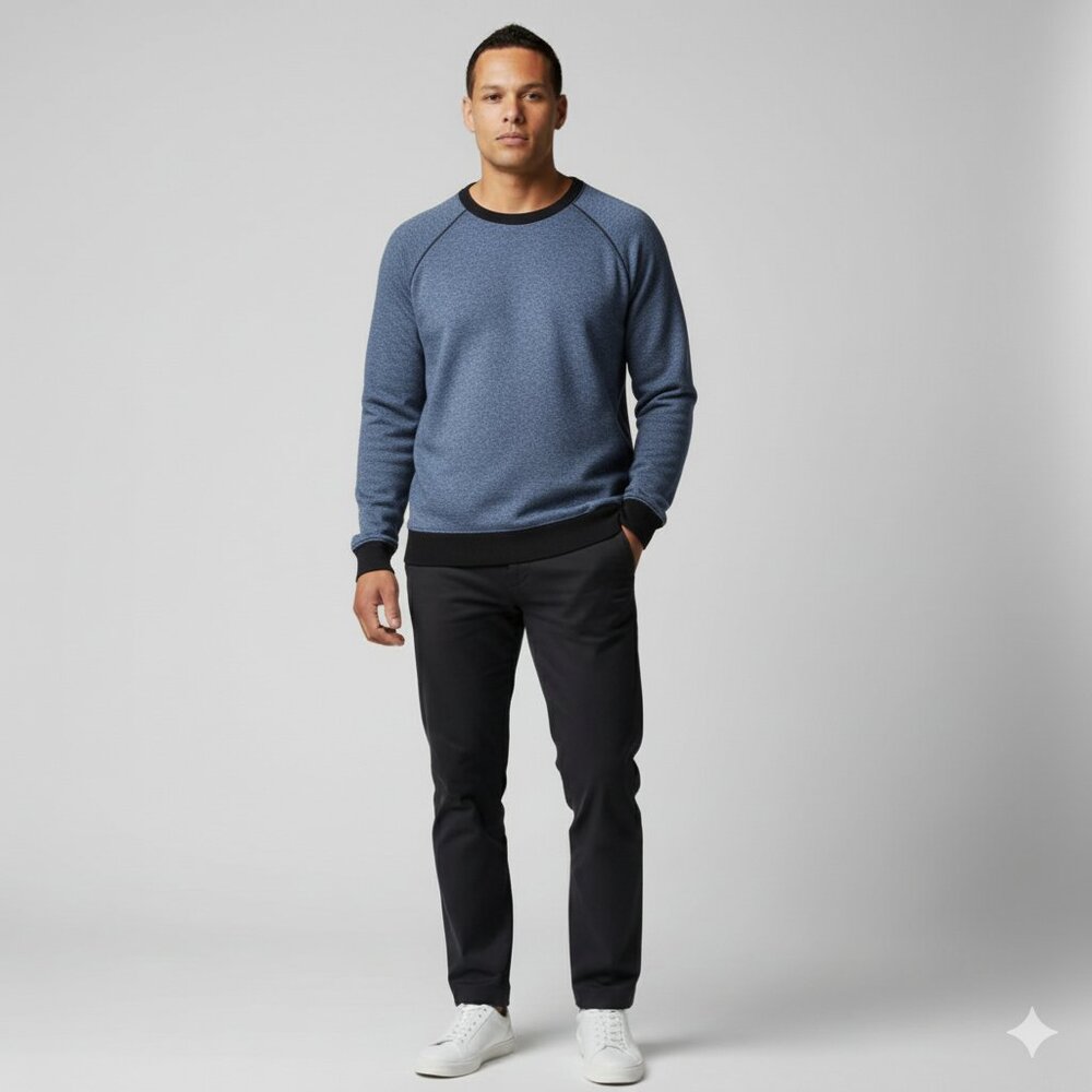 Egara Men's Cashmere Blend Long Sleeve Crewneck Pullover Sweater